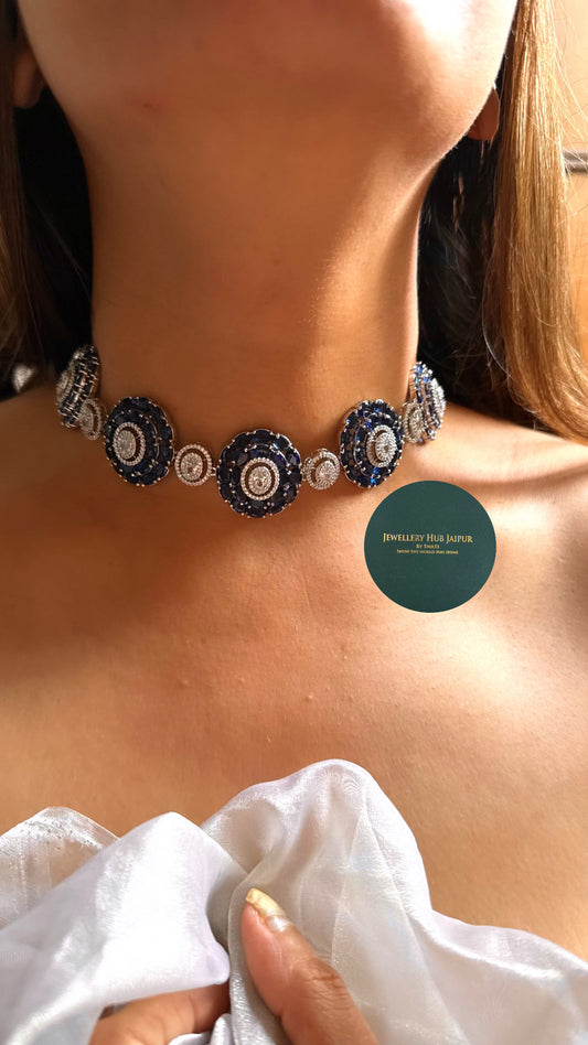 Sapphire floral diamond choker set