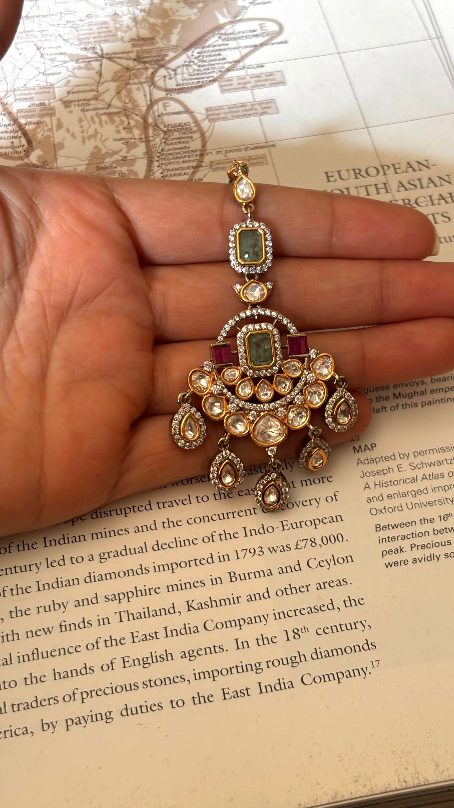 Real moissanite mint & ruby Maangtika
