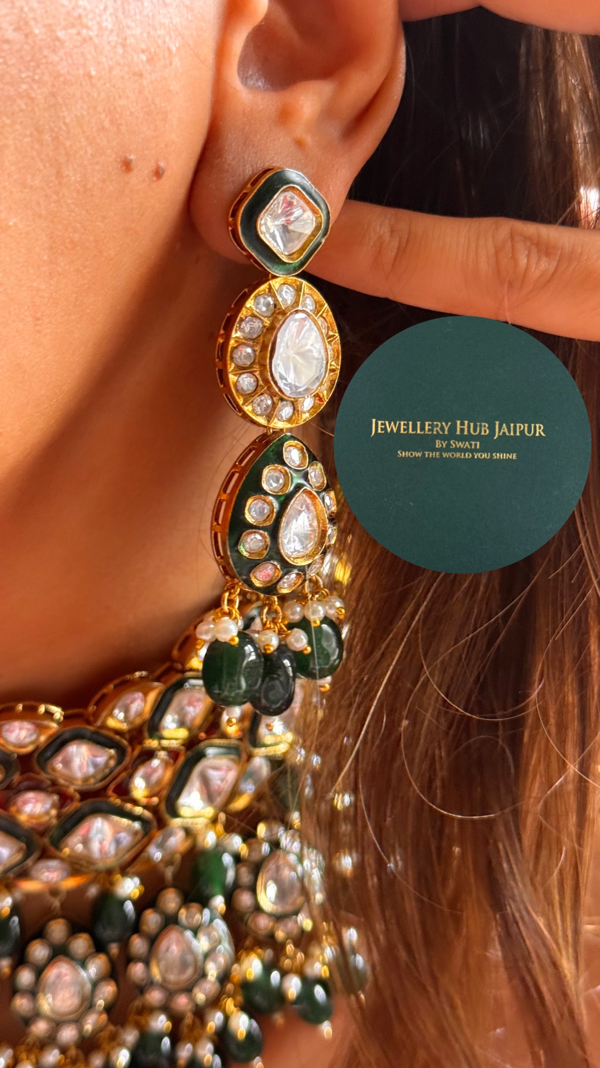 Emerald & ruby meenakari moissanite choker