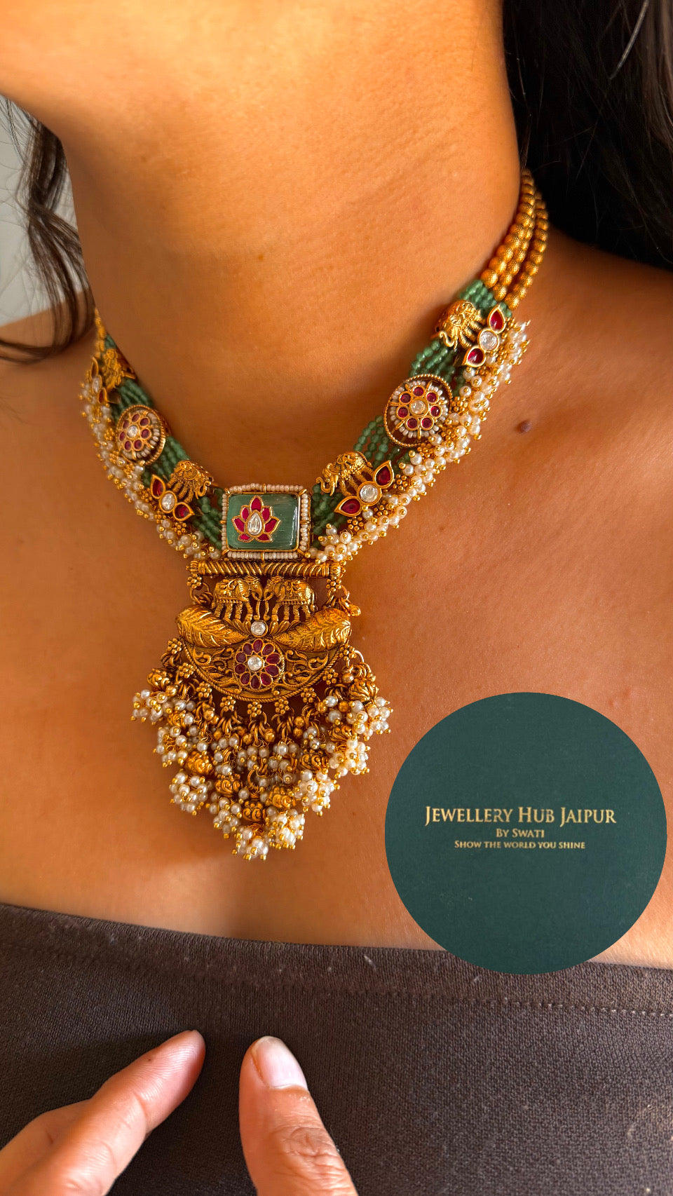 Royal heritage necklace with inlay designer nakashee