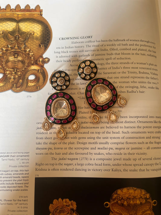 Mixed uncut polki earrings