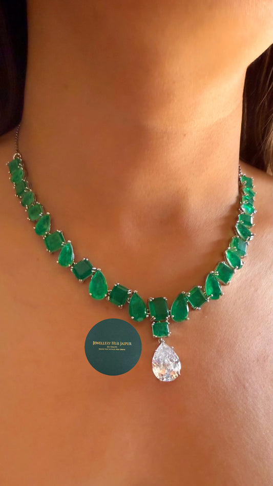 Rinaya Emerald doublet diamond necklace