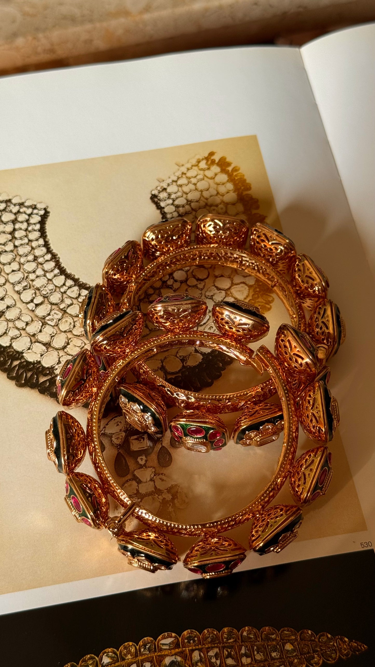 Emerald and Ruby polki bangdi styles bangles