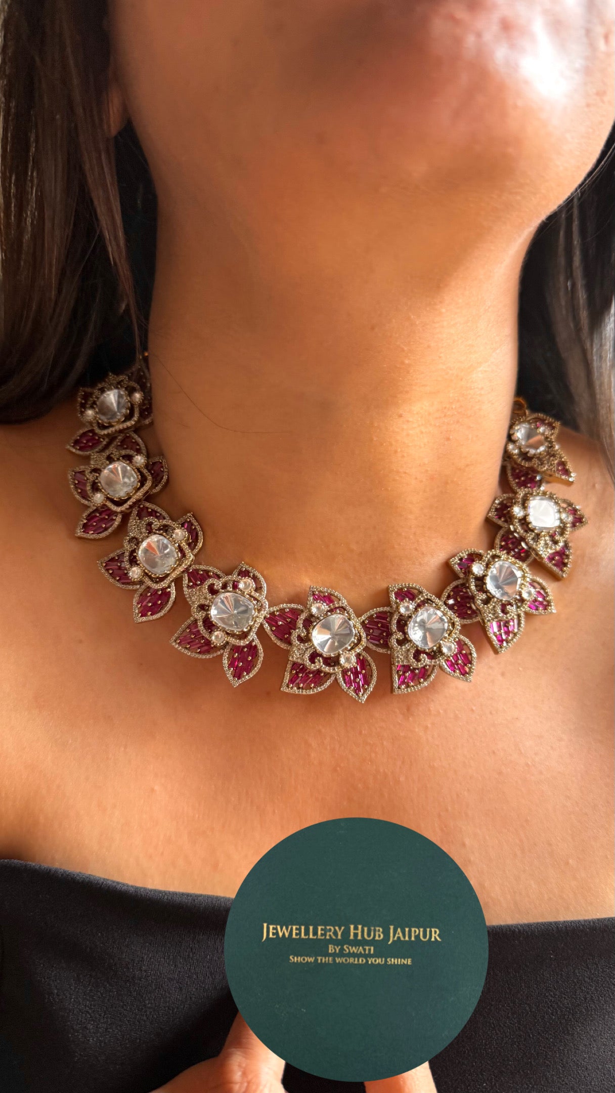 uncut polki ruby cocktail necklace