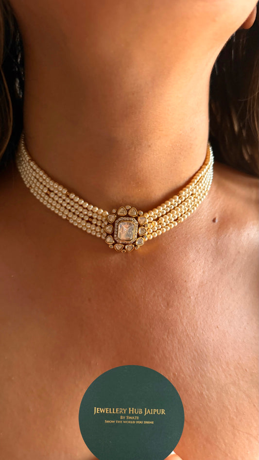 Lv peeli polki pearl choker Necklace