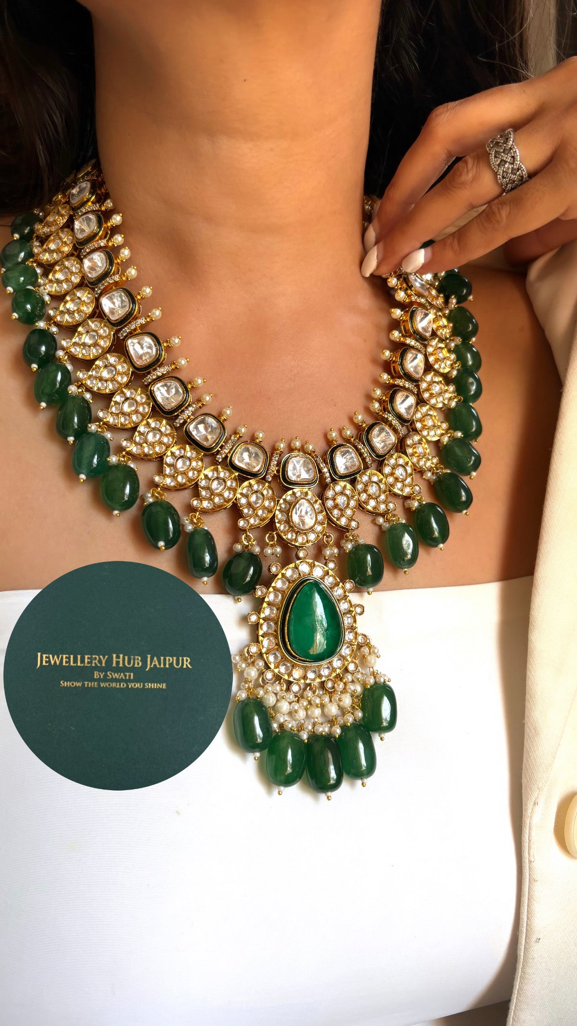 Emerald meenakari heritage rani haar