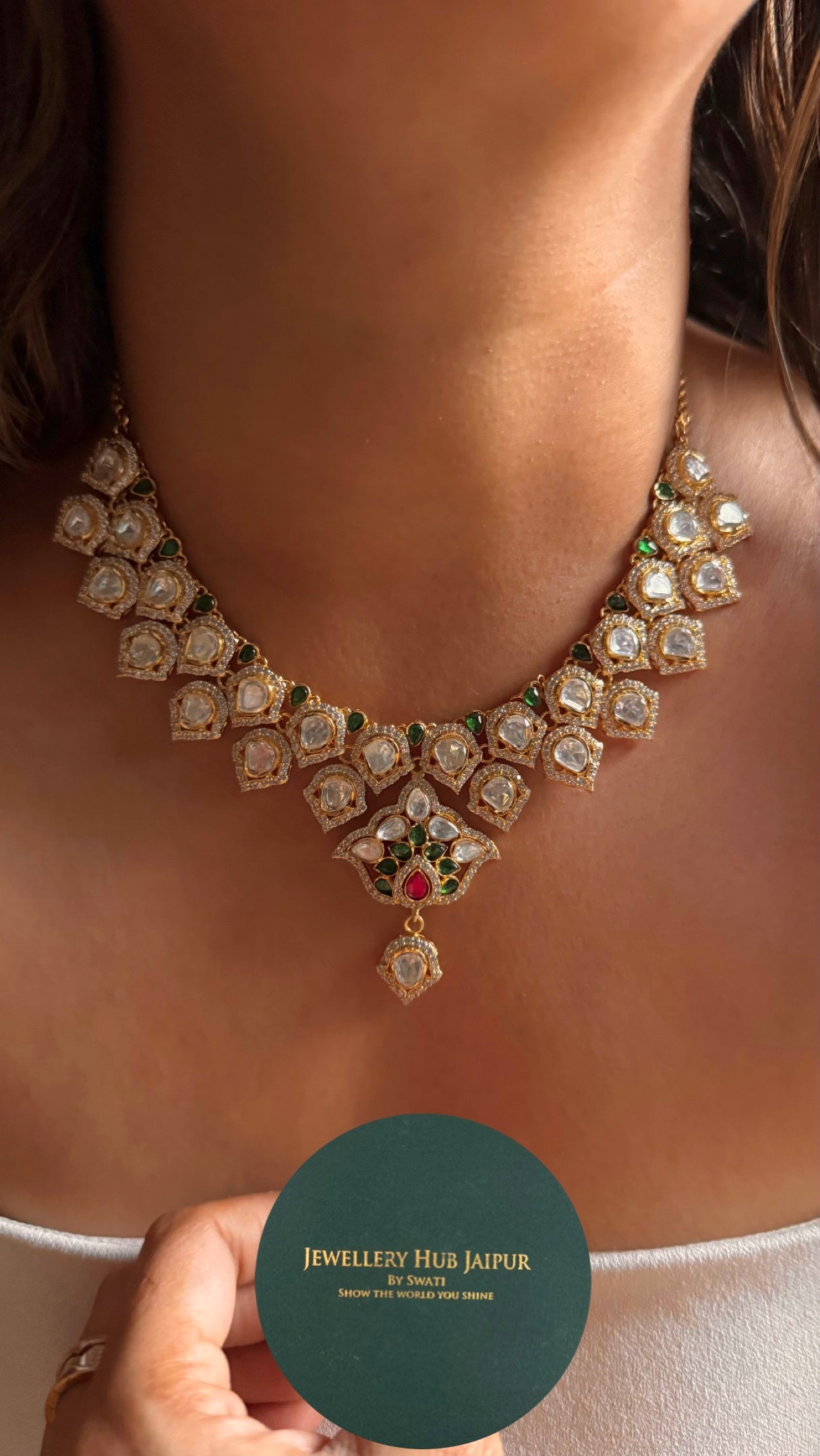Real moissanite paan kundan Necklace