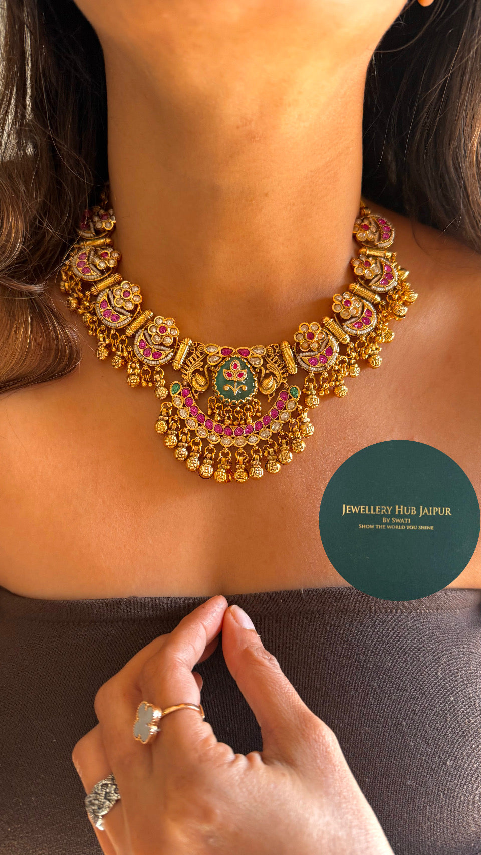 Rajwada inlay work collar necklace