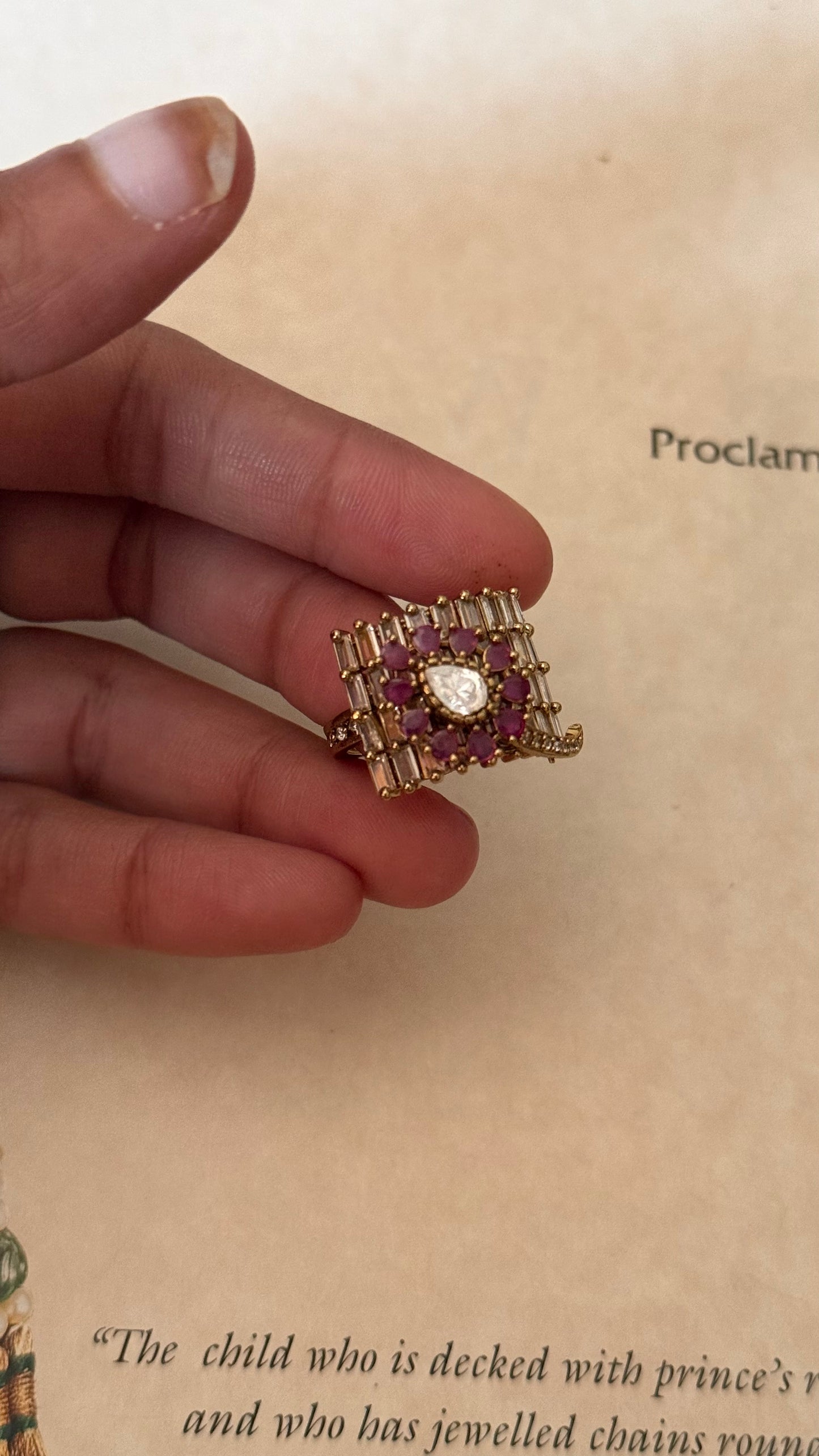 Rani pink moissanite designer adjustable ring
