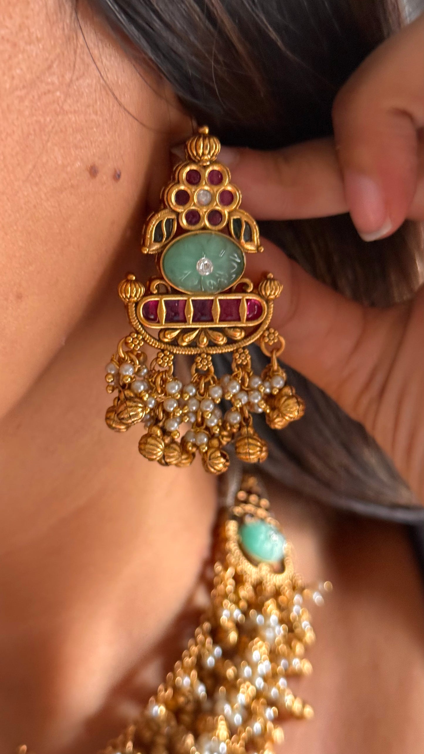 Mint & Rani pink rajwadi collar necklace