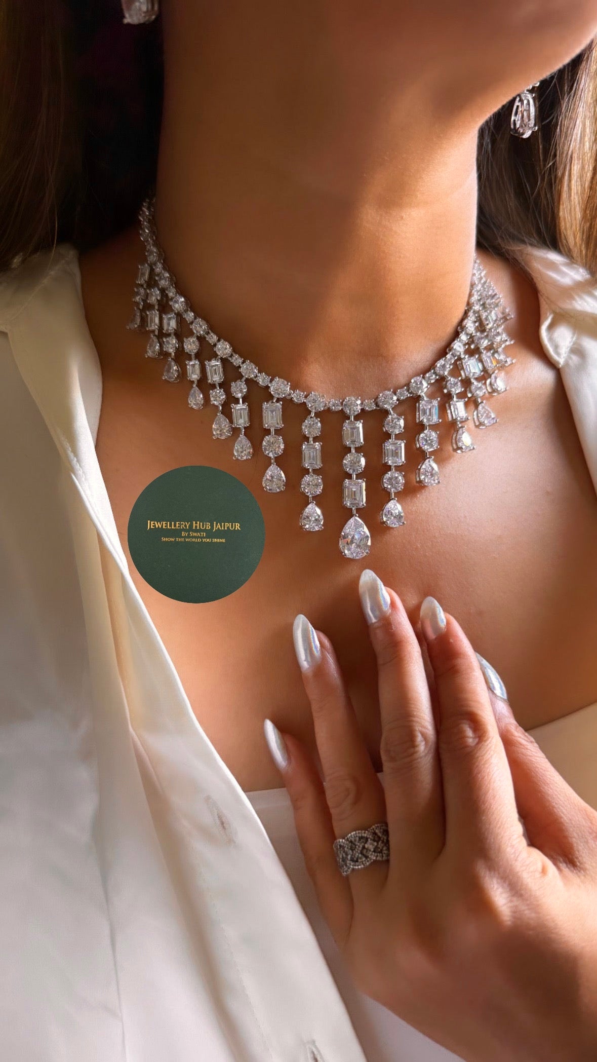 CZ diamond designer necklace
