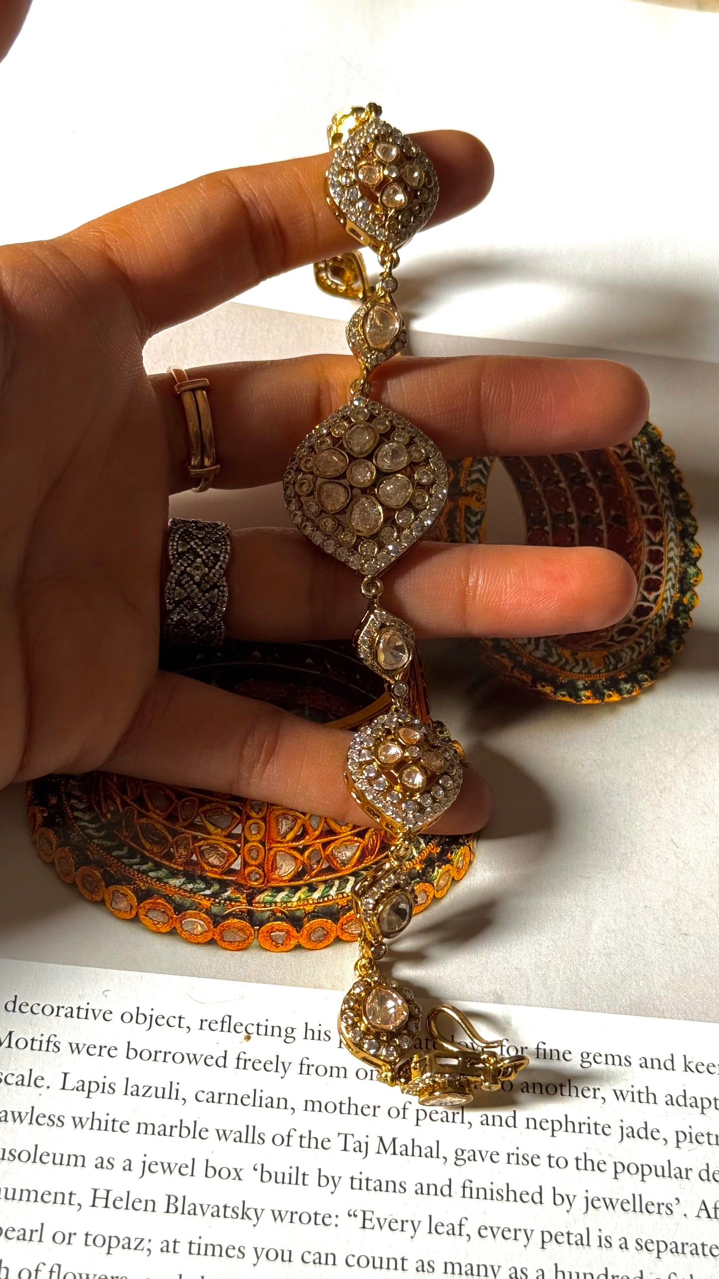 Real moissanite peeli polki victorian mathapatti