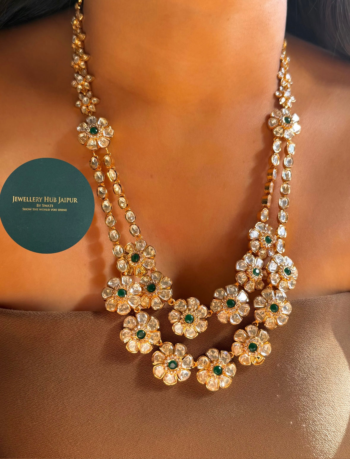 Real moissanite heritage long necklace set