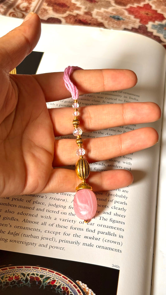 Rose quartz lumba Rakhi (shipping will be extra)