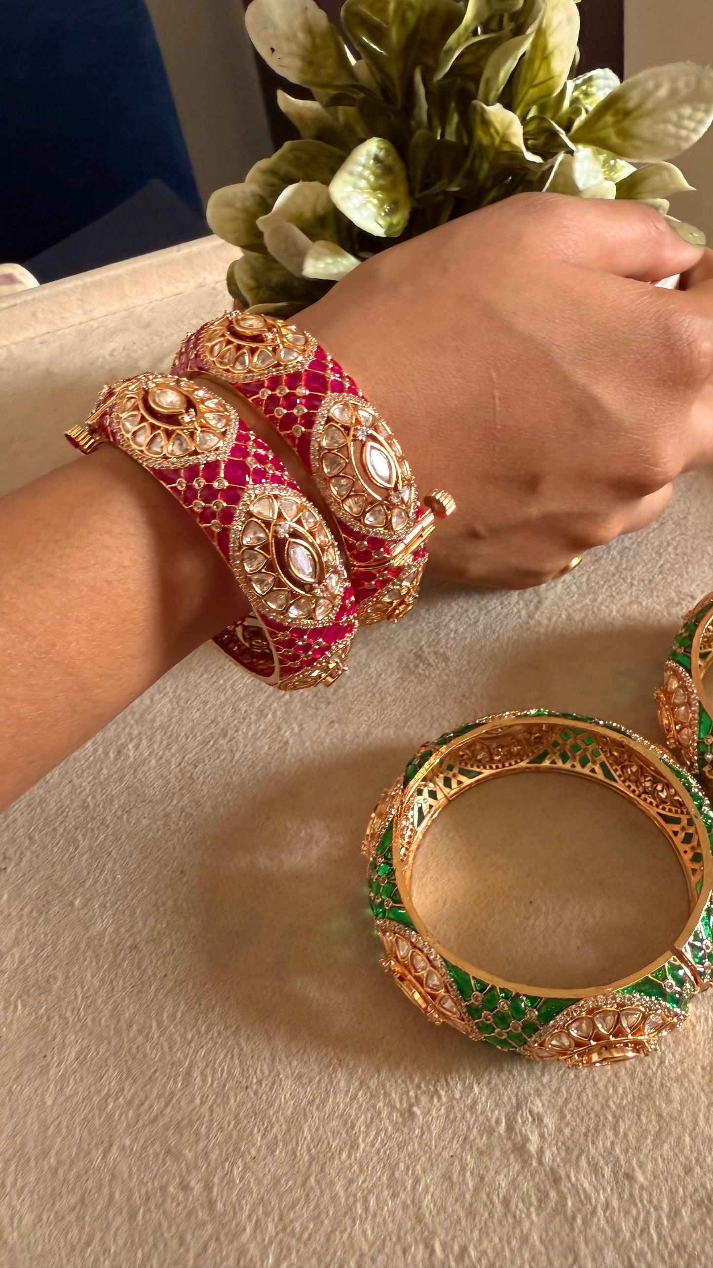 Rani pink katdana moissanite openable bangle