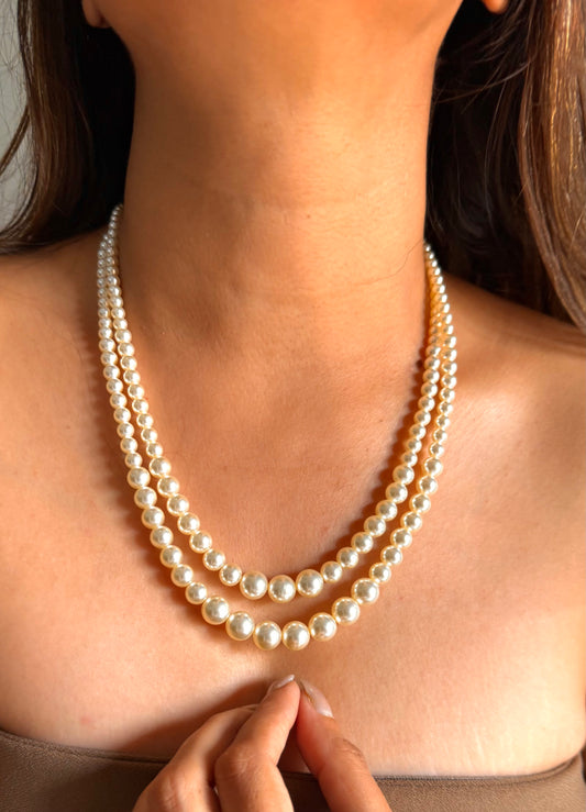 Dual layer pearl necklace