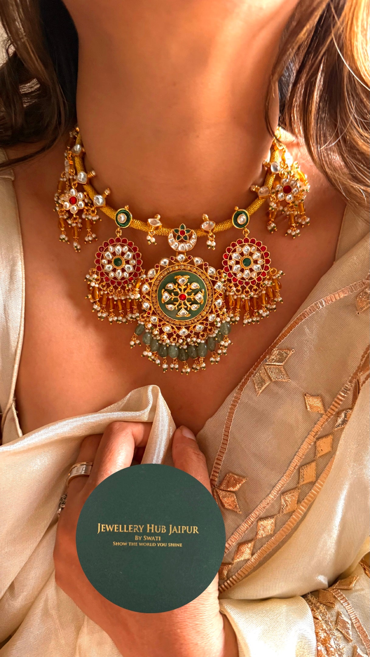 Floral inlay chand designed nakashi Necklace