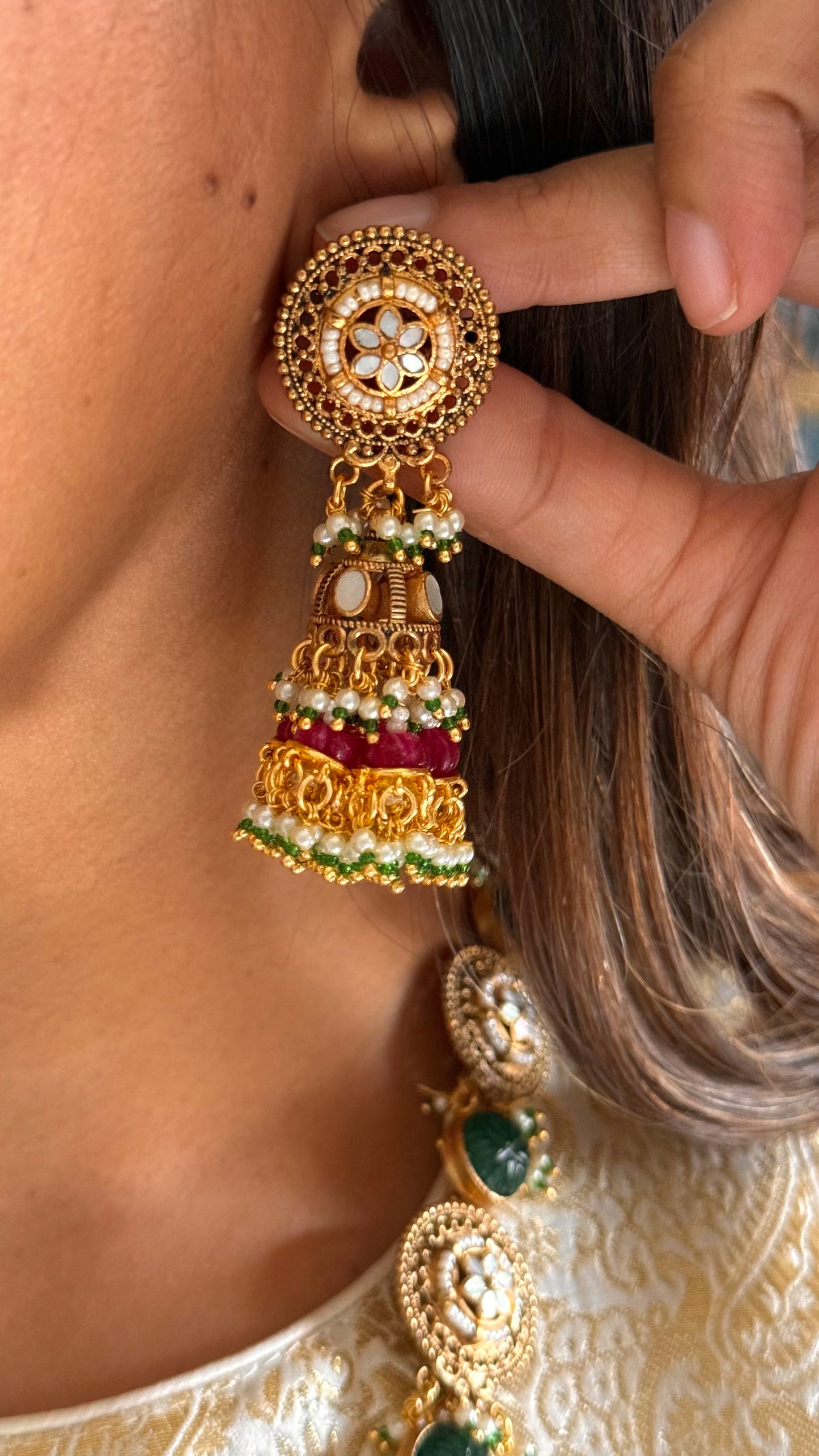 Heritage polki long rajwada ruby long necklace