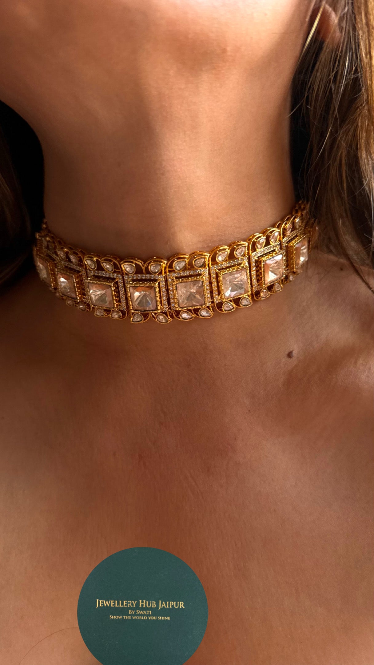 Peeli polki statement choker (gold plated)