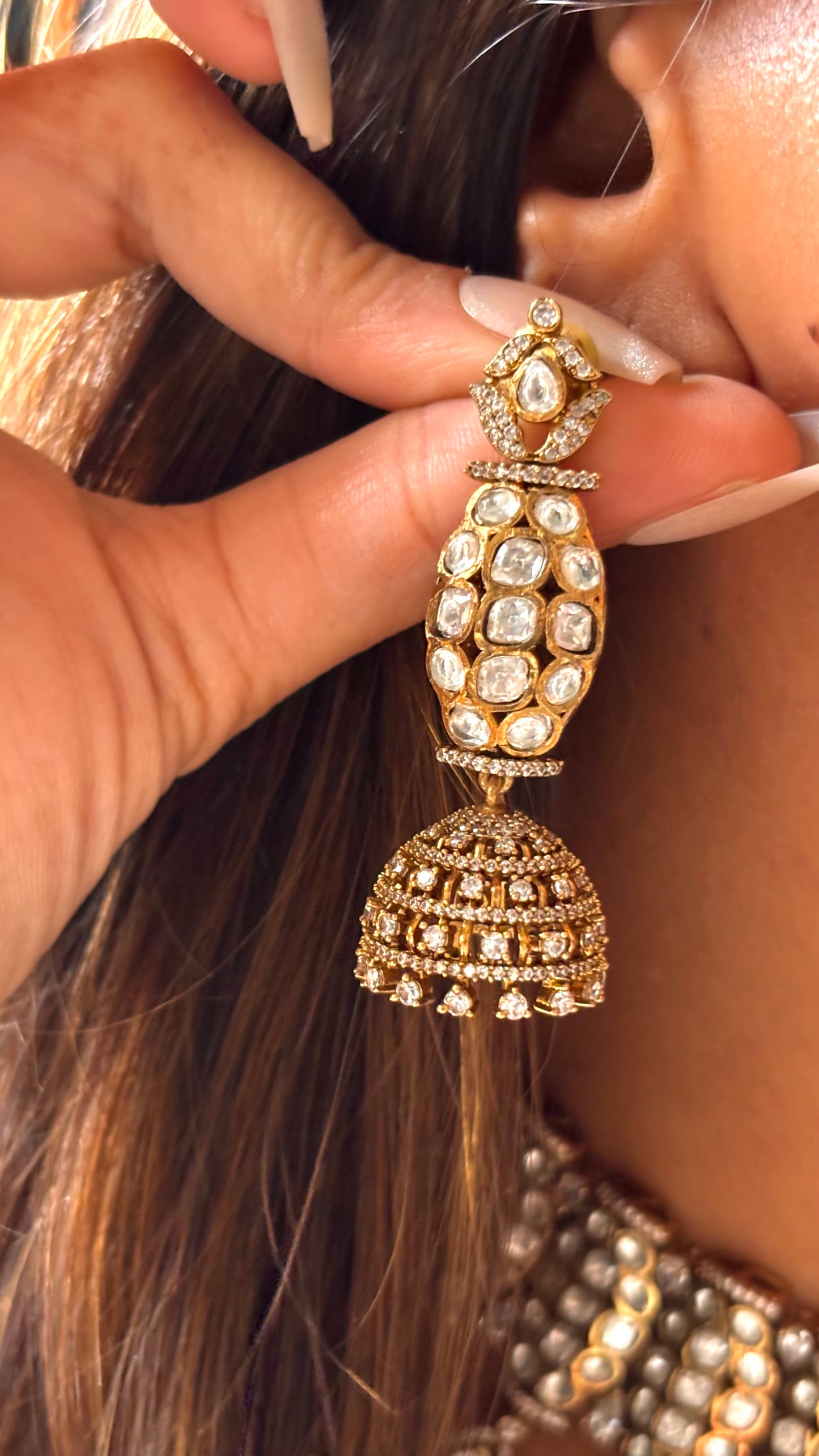 Real Moissanites with pearl detailing victorian necklace