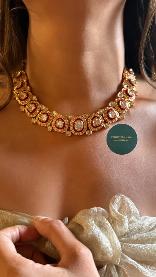 Ruby meenakari polki choker set
