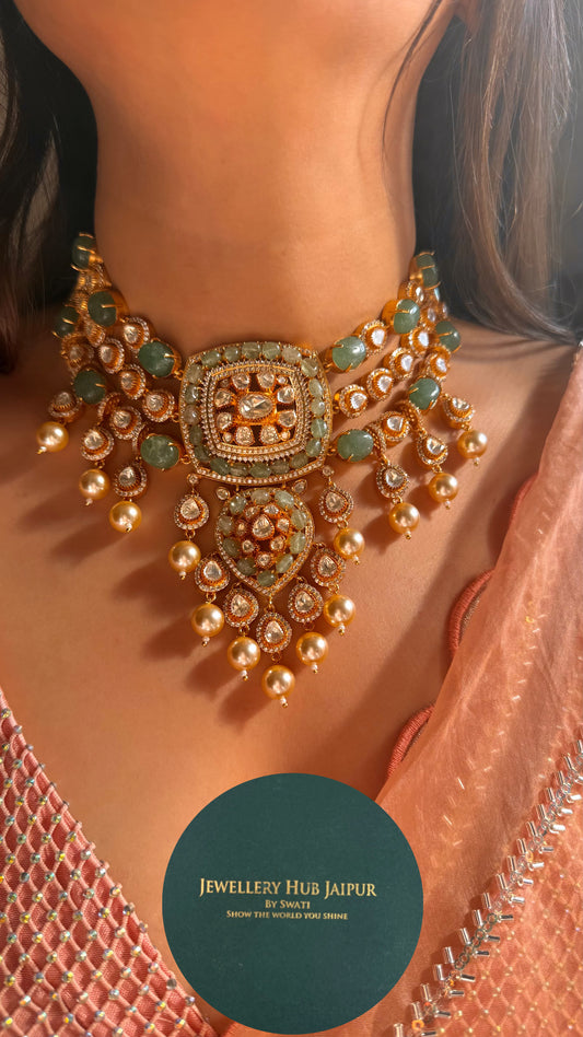 Mint strawberry real moissanite necklace