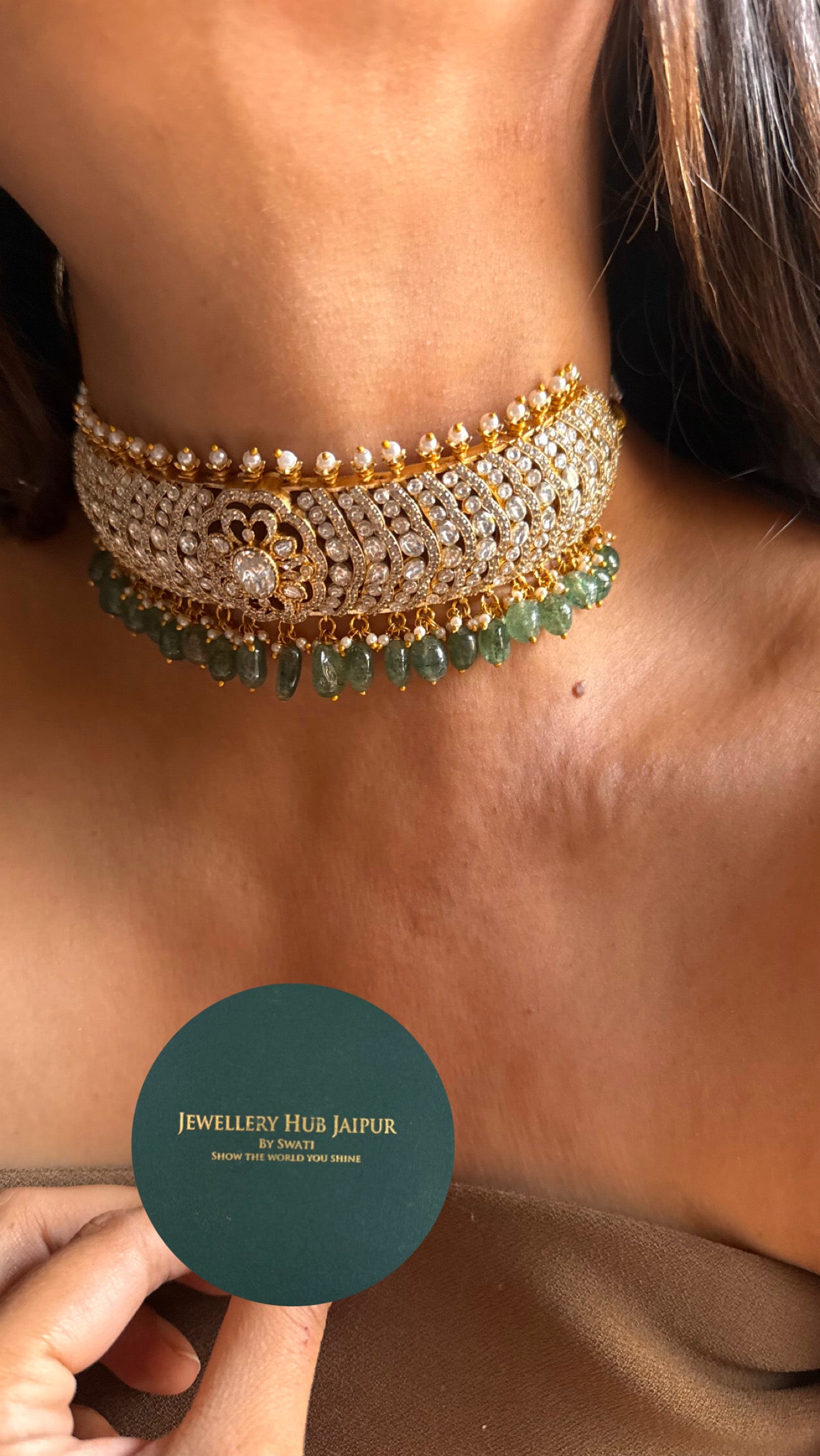 Floral heritage choker with mint strawberry