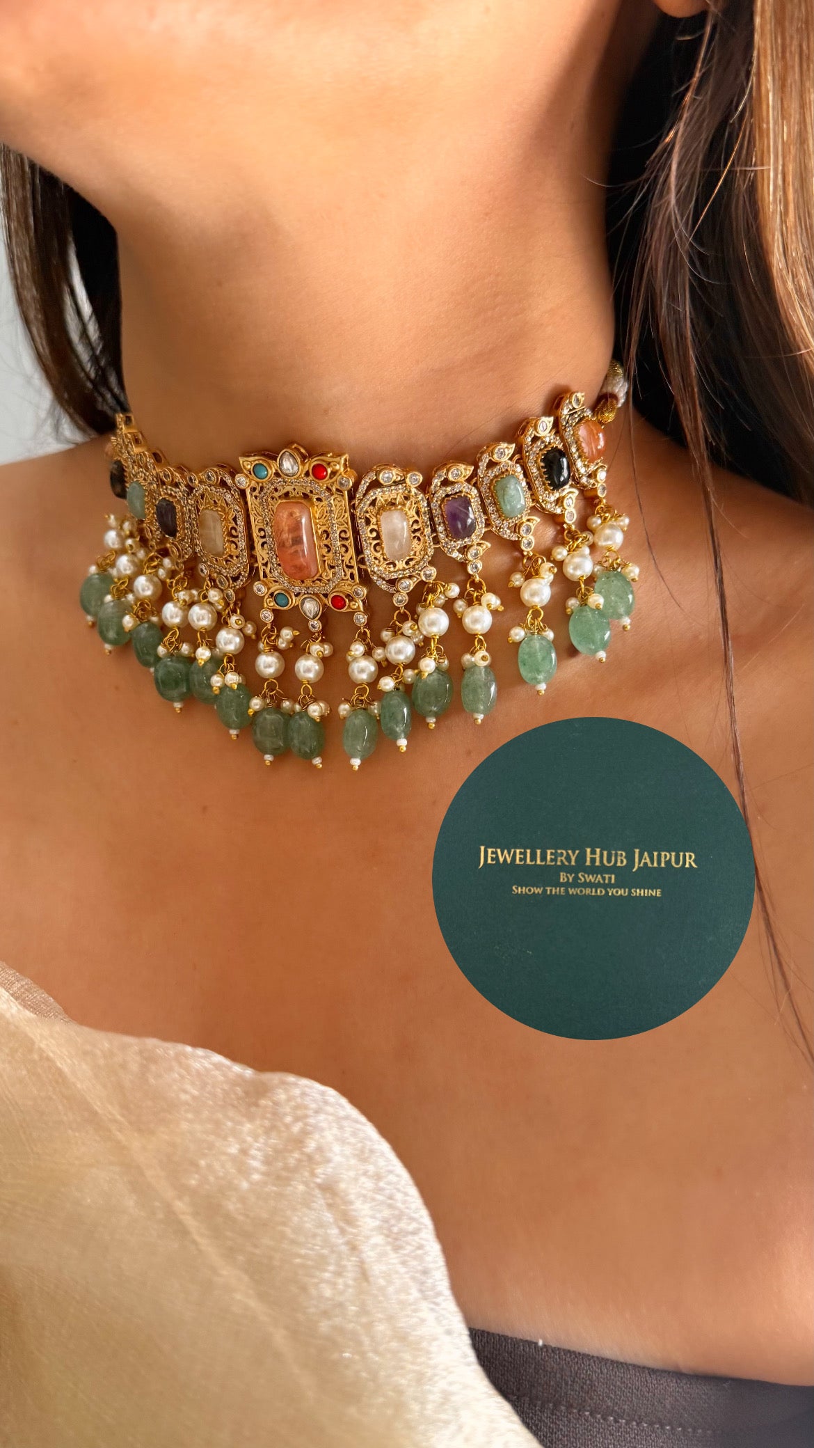 Navratna doublet designer choker set
