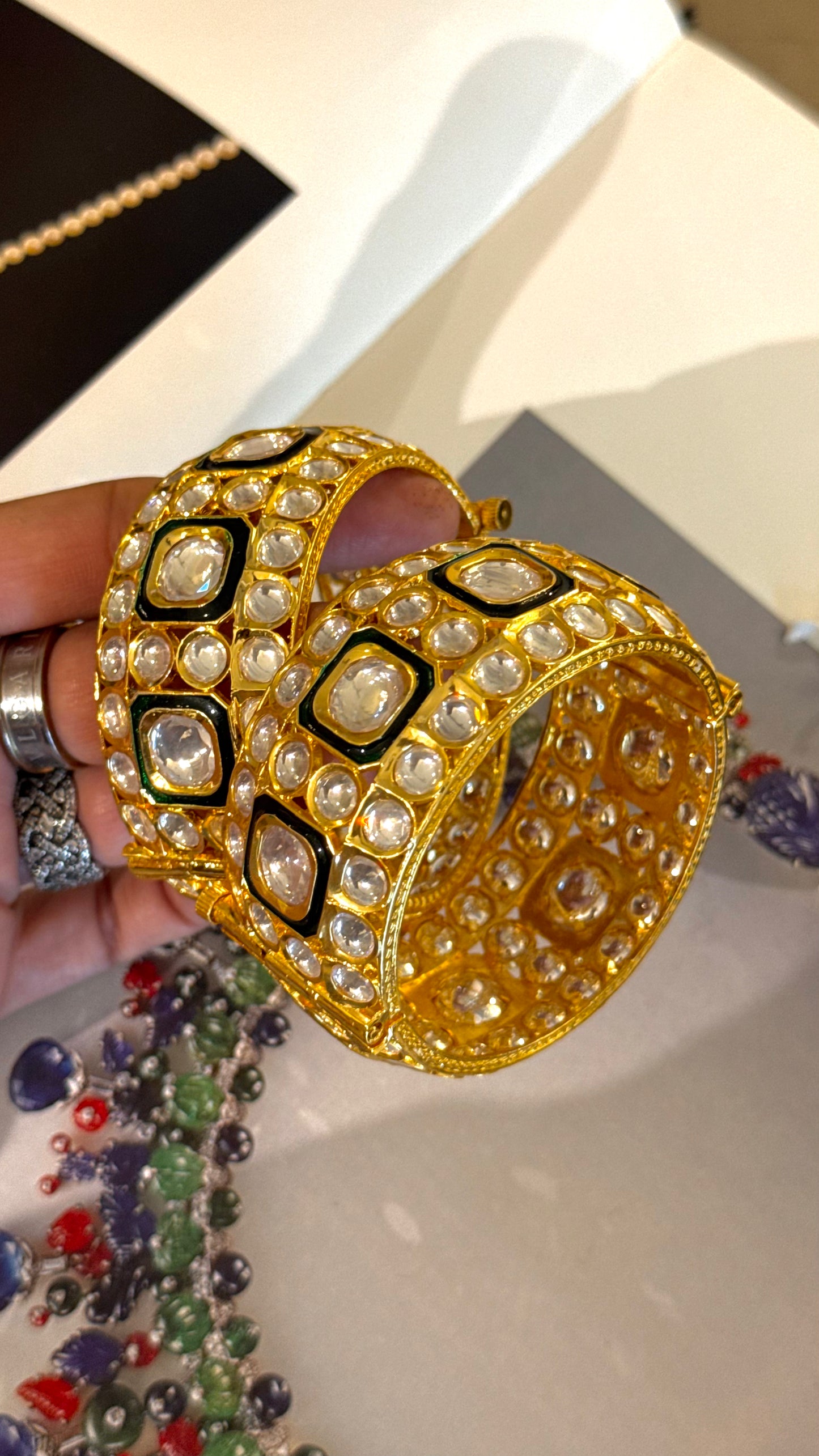 MeenaKari Uncut polki gold bangles