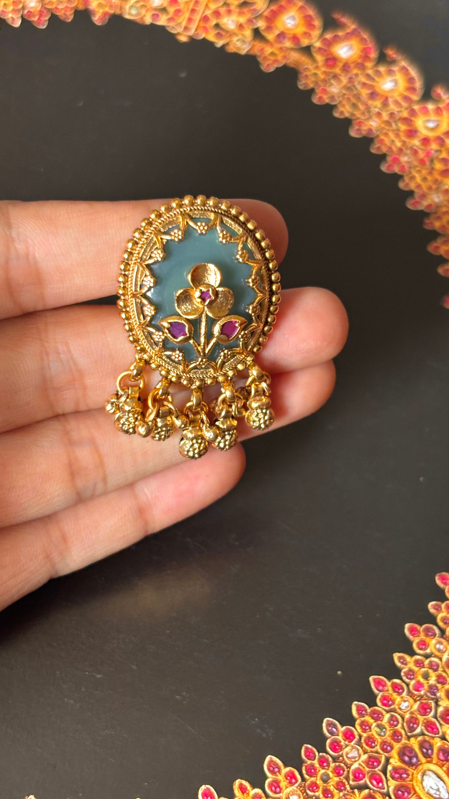 Azure petal rajwadi ring