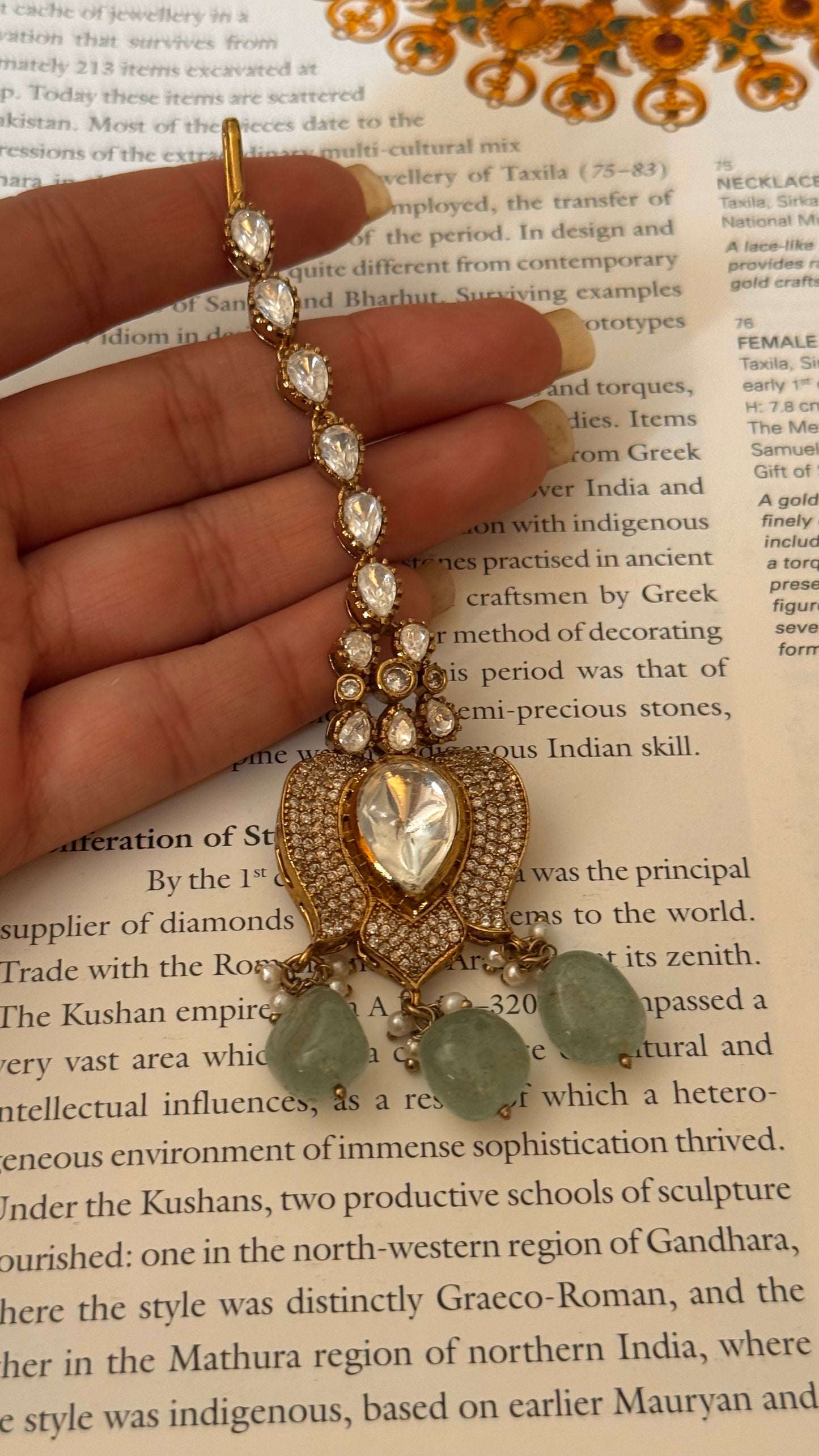 Mint victorian uncut polki maangtika