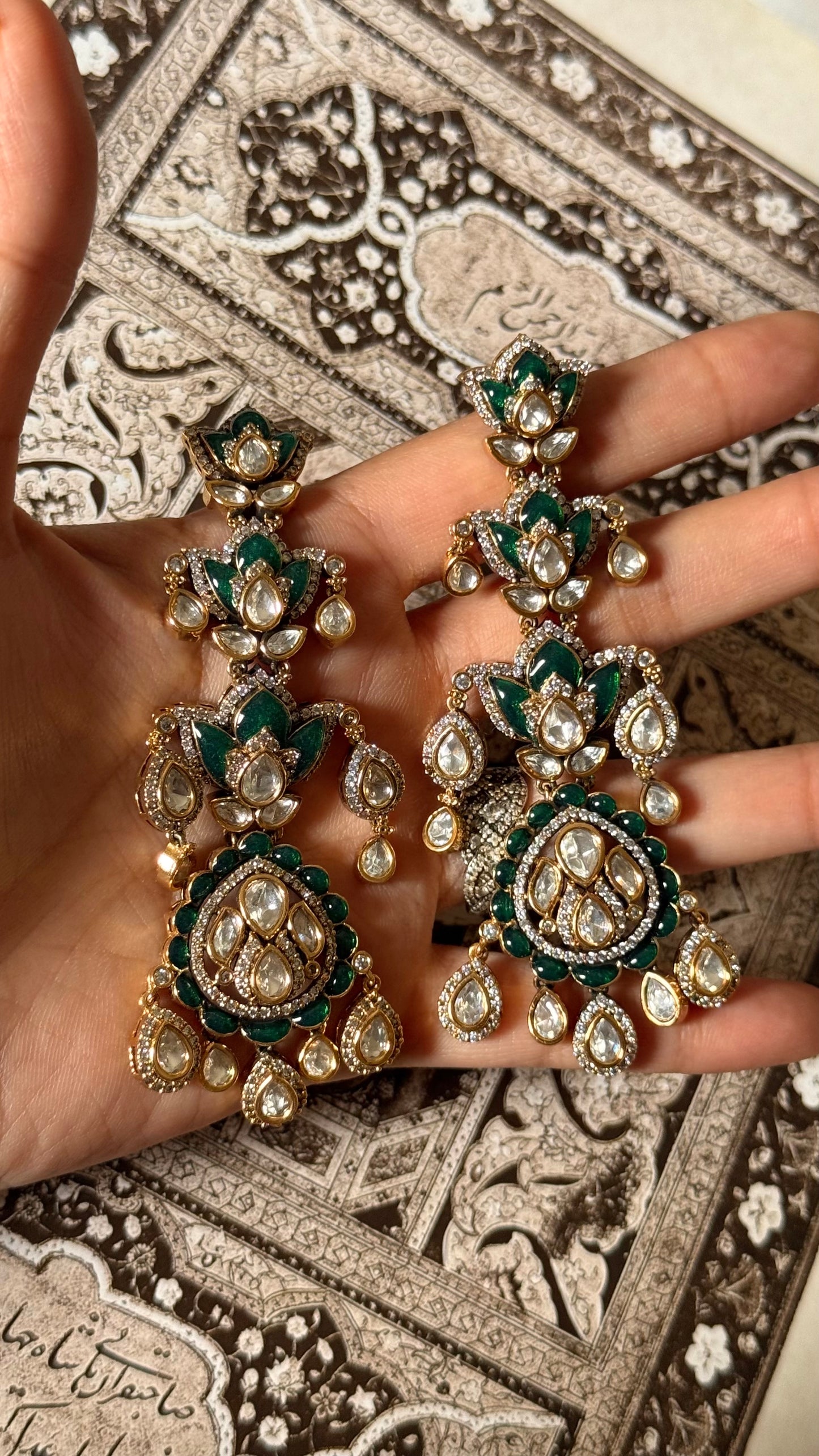 Emerald katdana moissanite danglers
