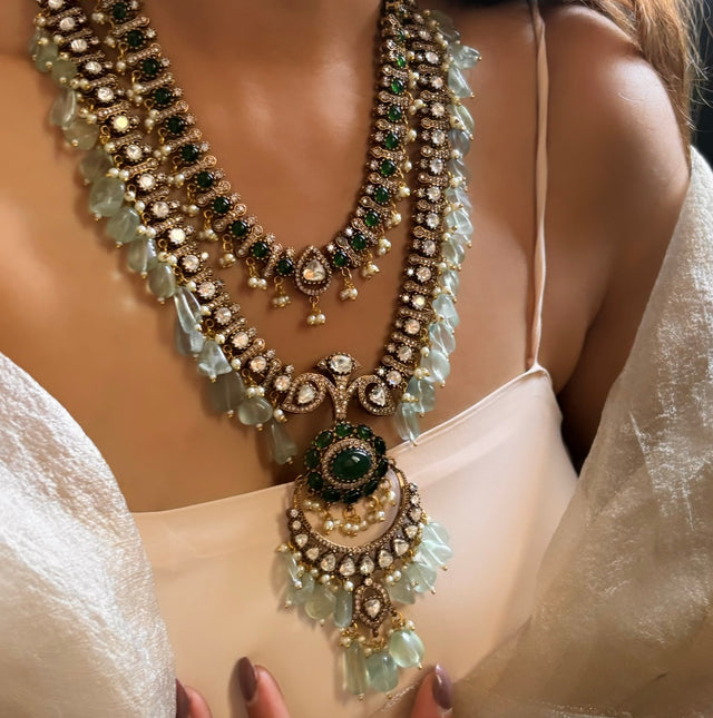 Emerald Moissanite rani haar