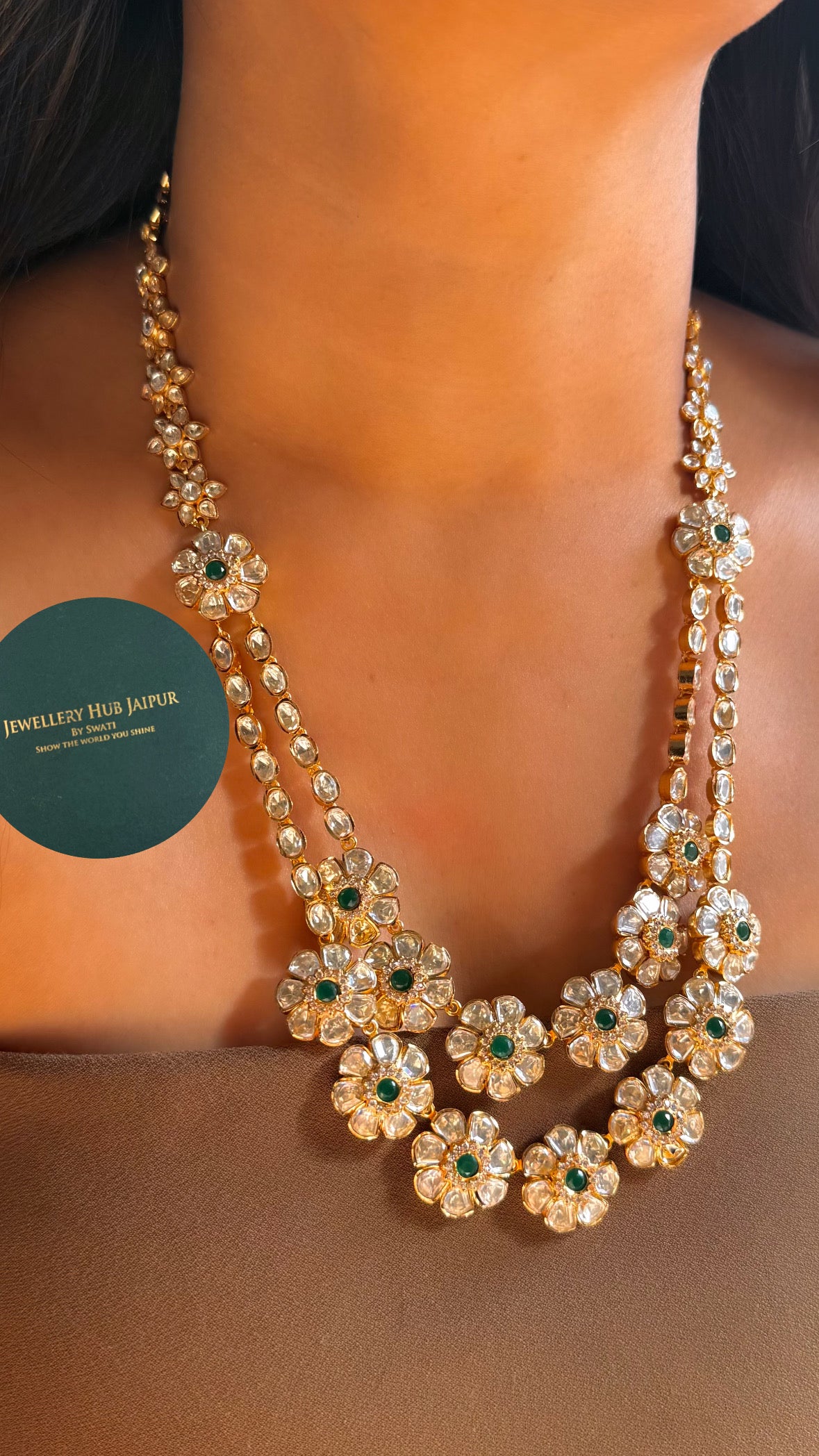 Real moissanite heritage long necklace set