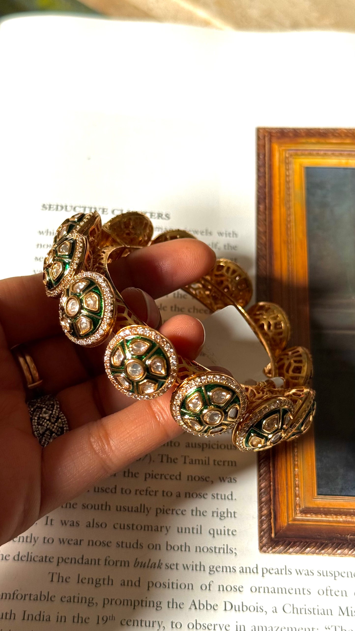 Emerald meenakari polki bangdi (single)