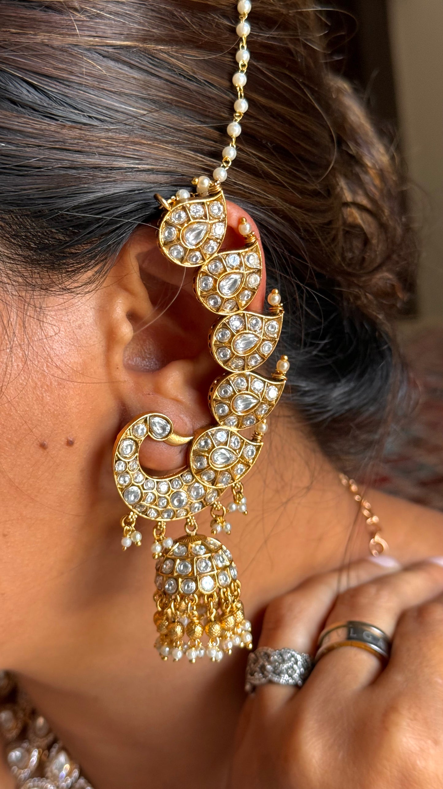 Peacock inspired polki jhumkas