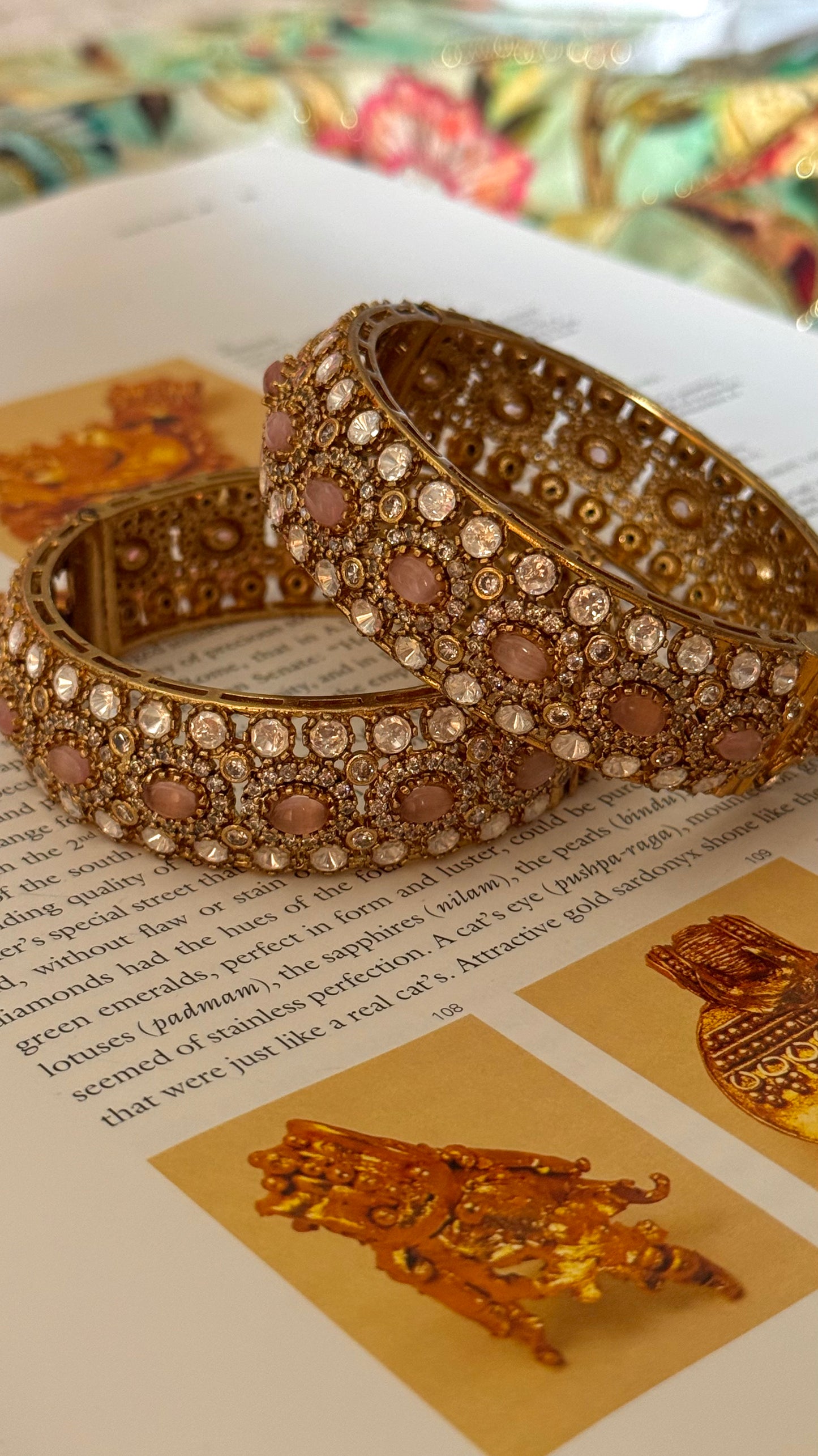 Peach doublets with cz diamond openable Bangles