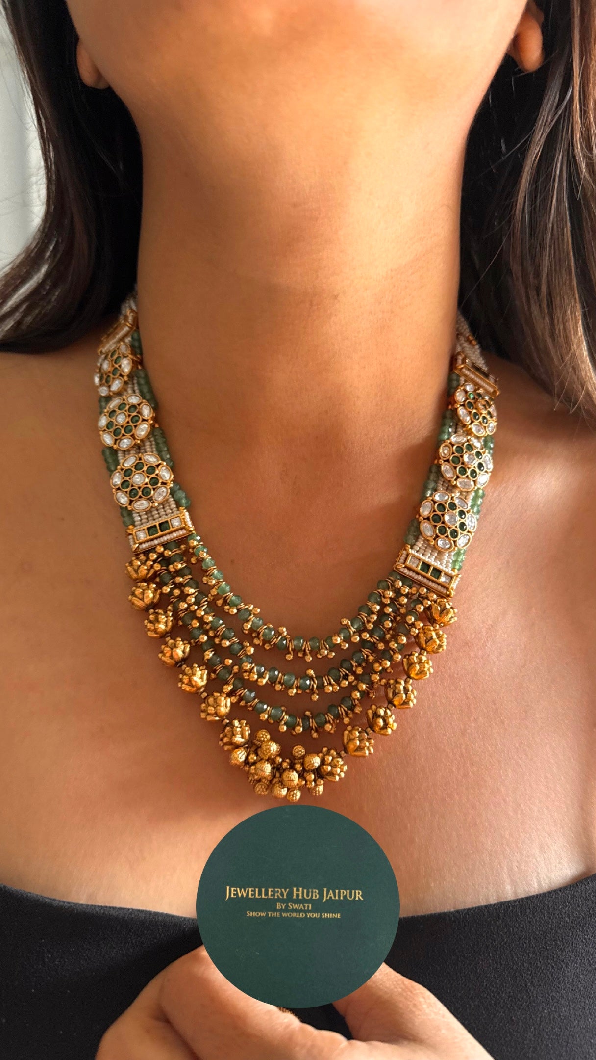 Emerald long rani rajwadi rani haar