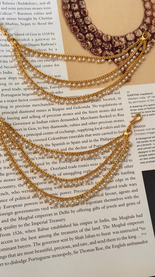 triple line pearl ear chain