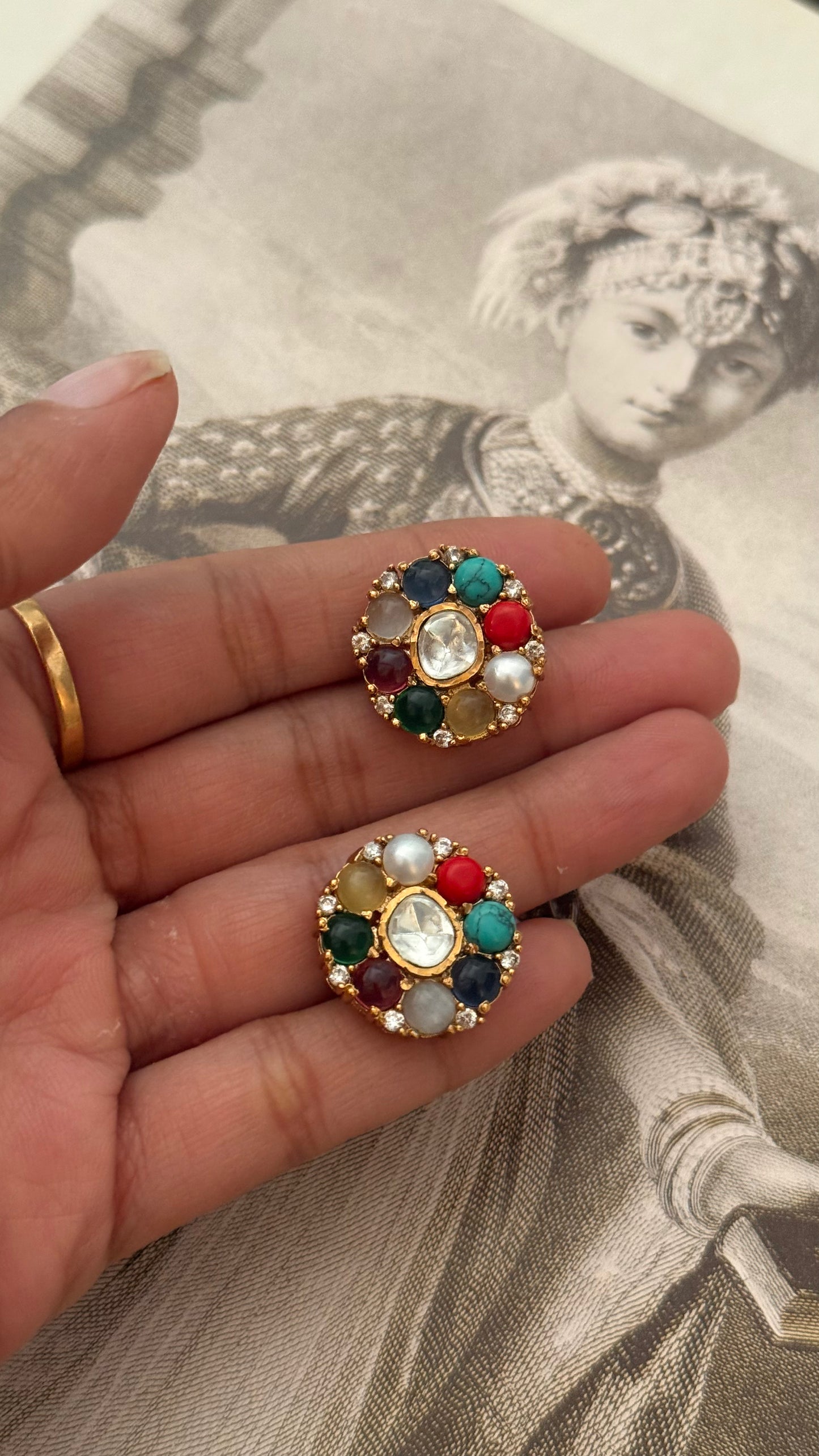 Pink victorian moissanite studs studs