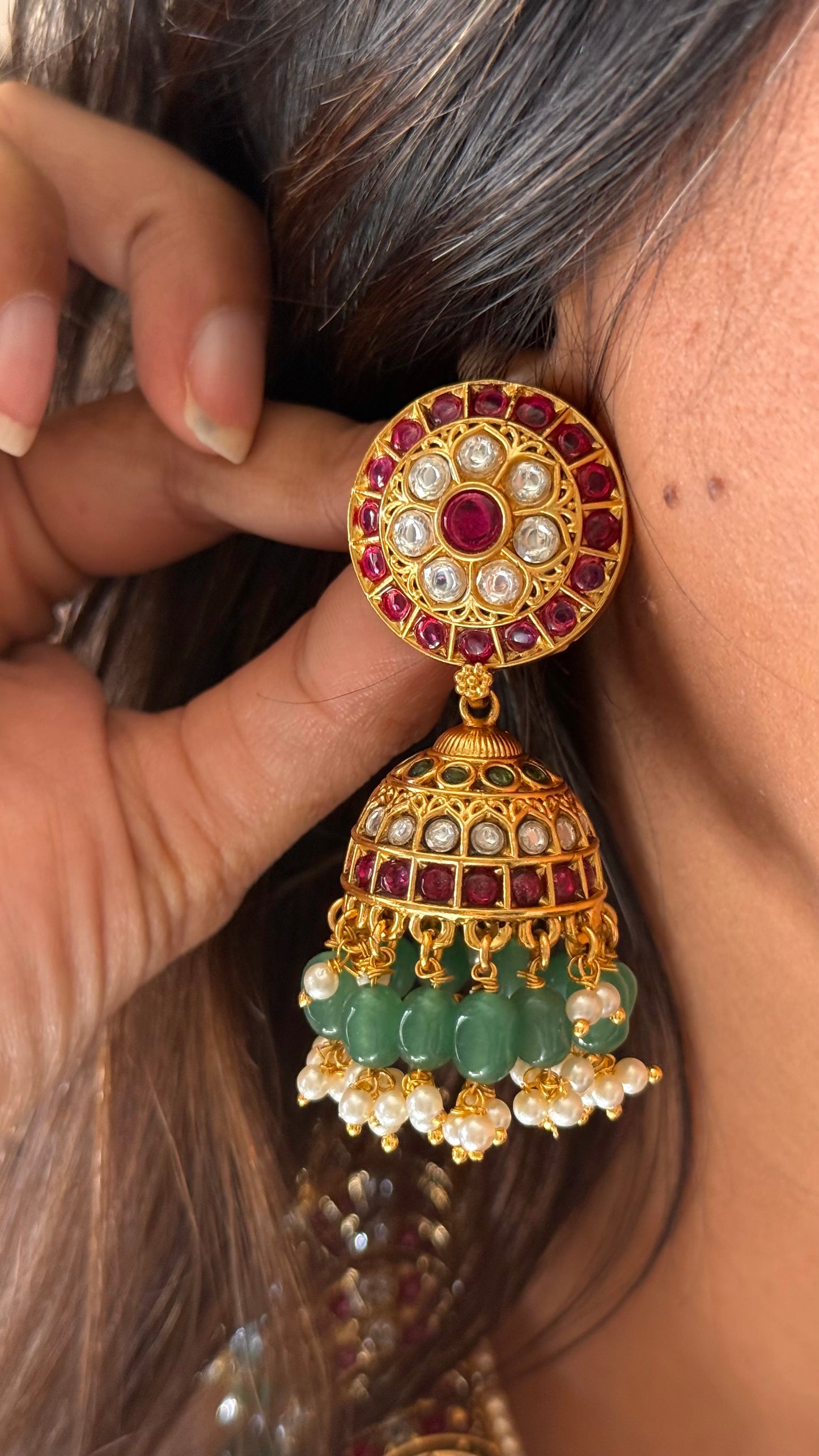 Rani Pink Takkar work Collar Necklace