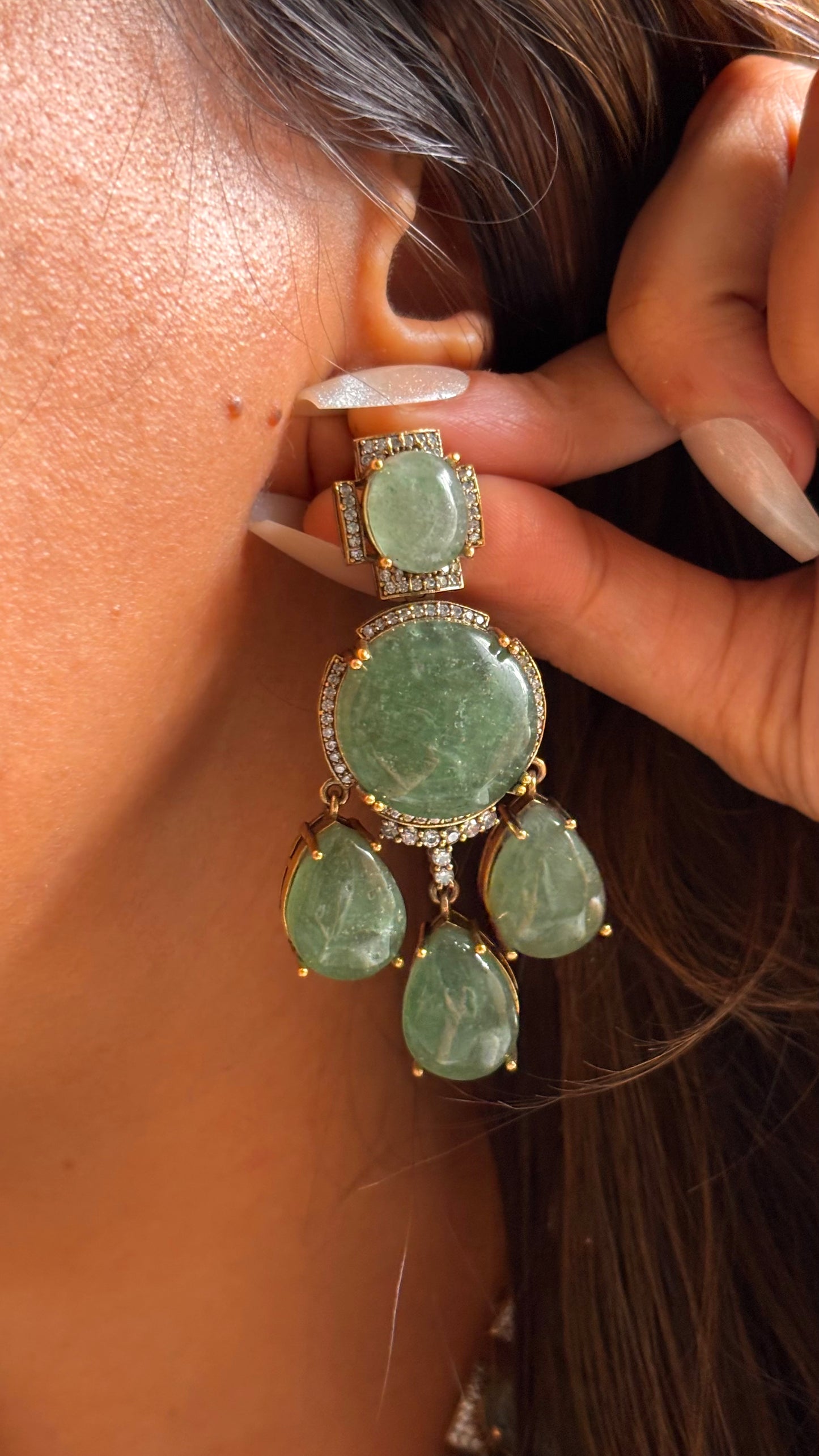 Sage green onyx gem stone necklace