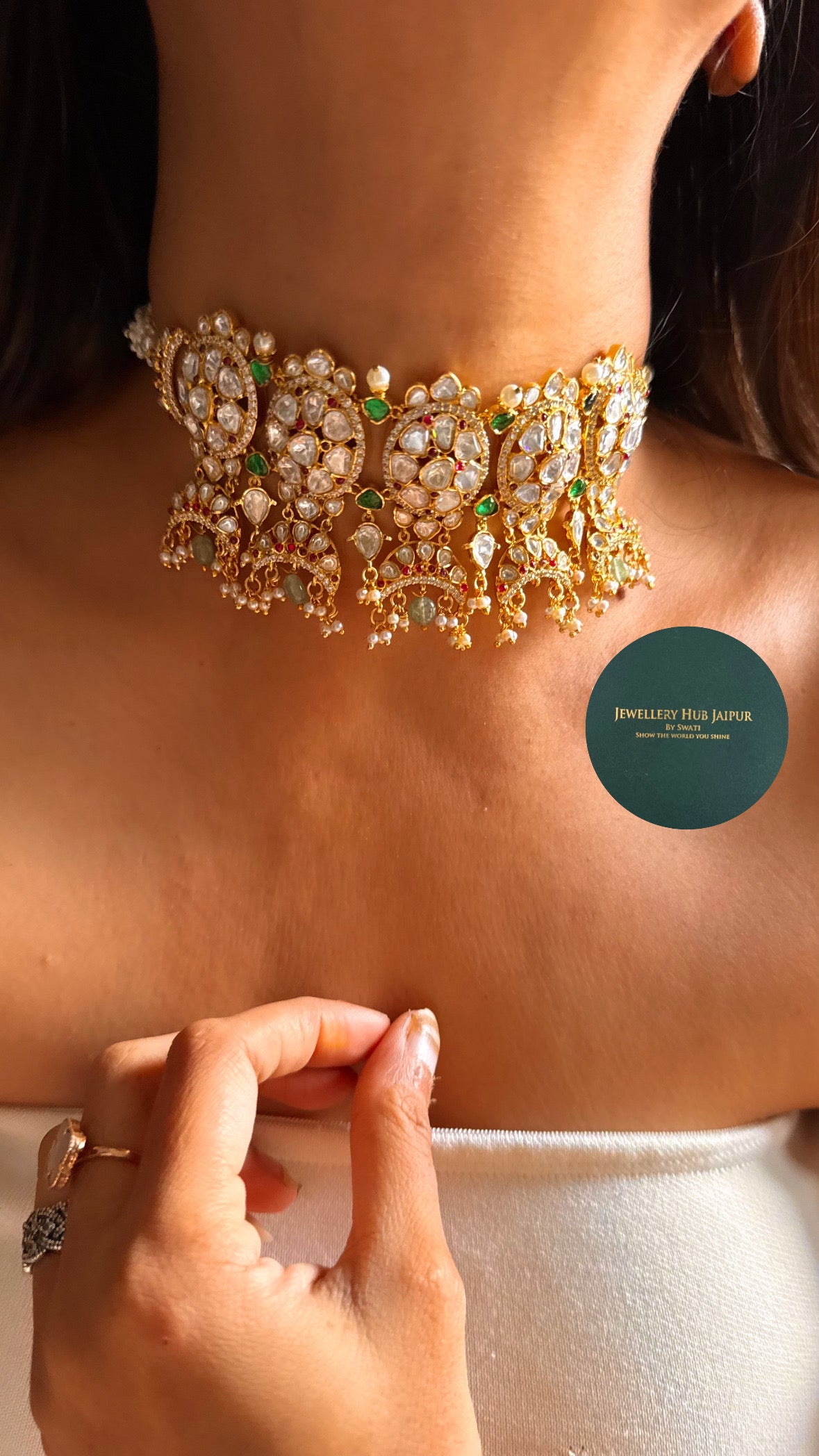 Emerald real moissanite choker set