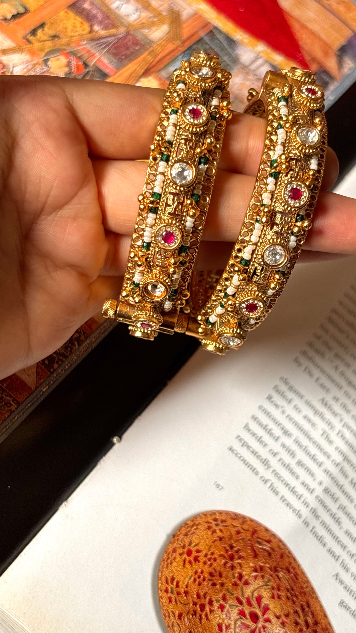 Swastik nakashi gold polish rajwada openable bangles