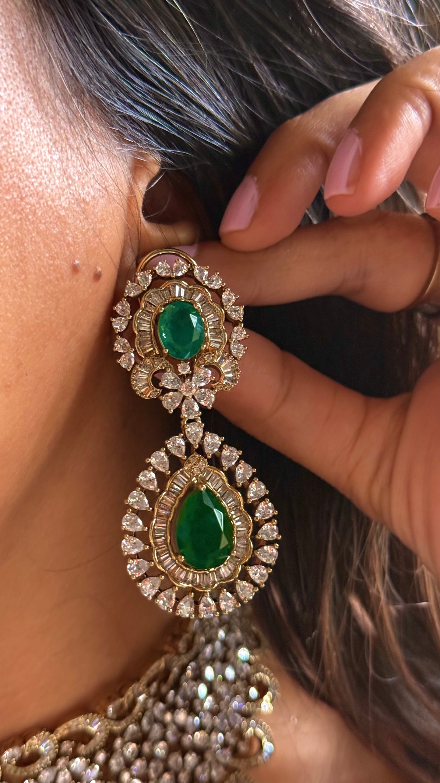 Emerald cz diamond choker Necklace