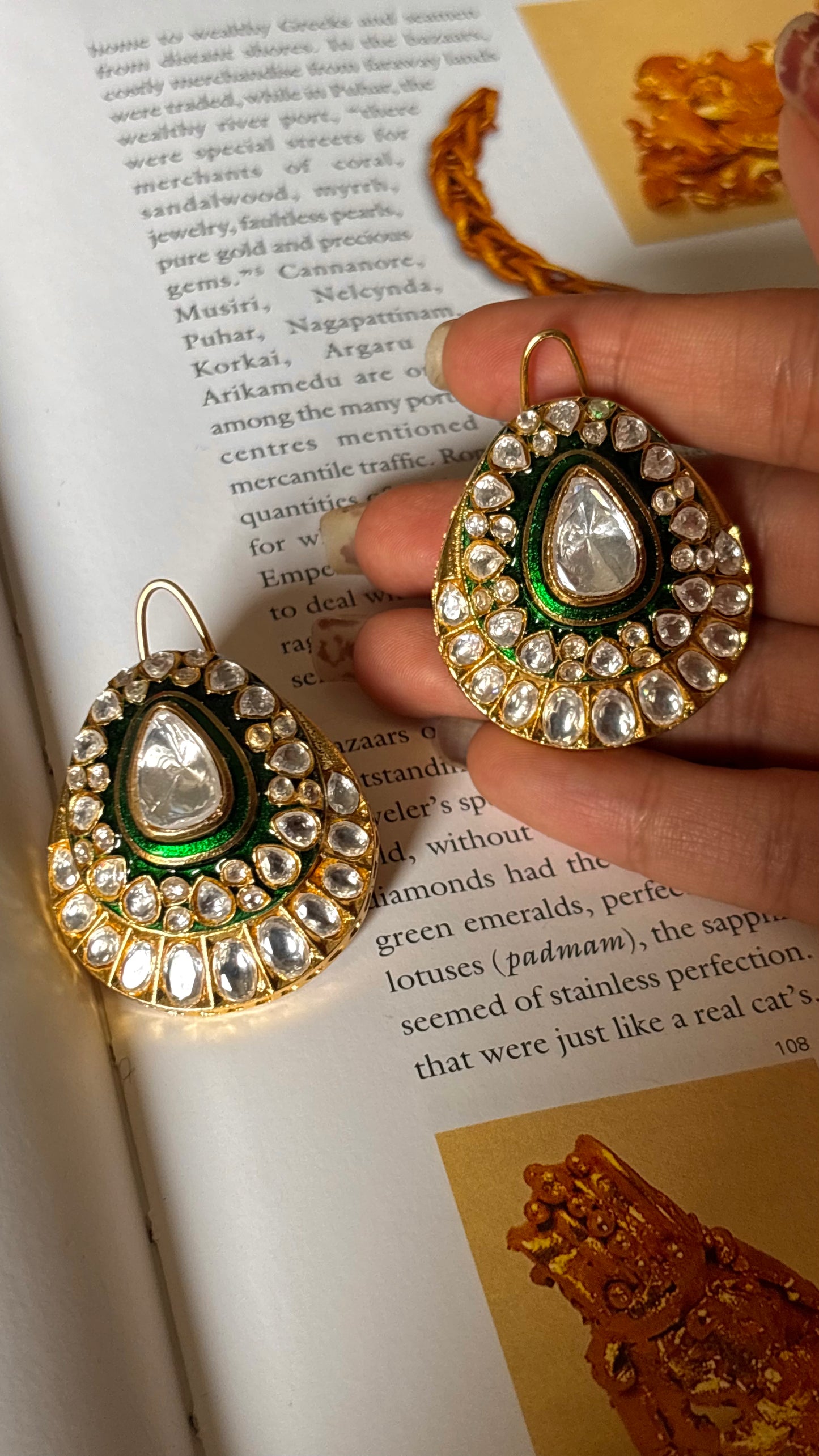 Meenakari with polki Studs