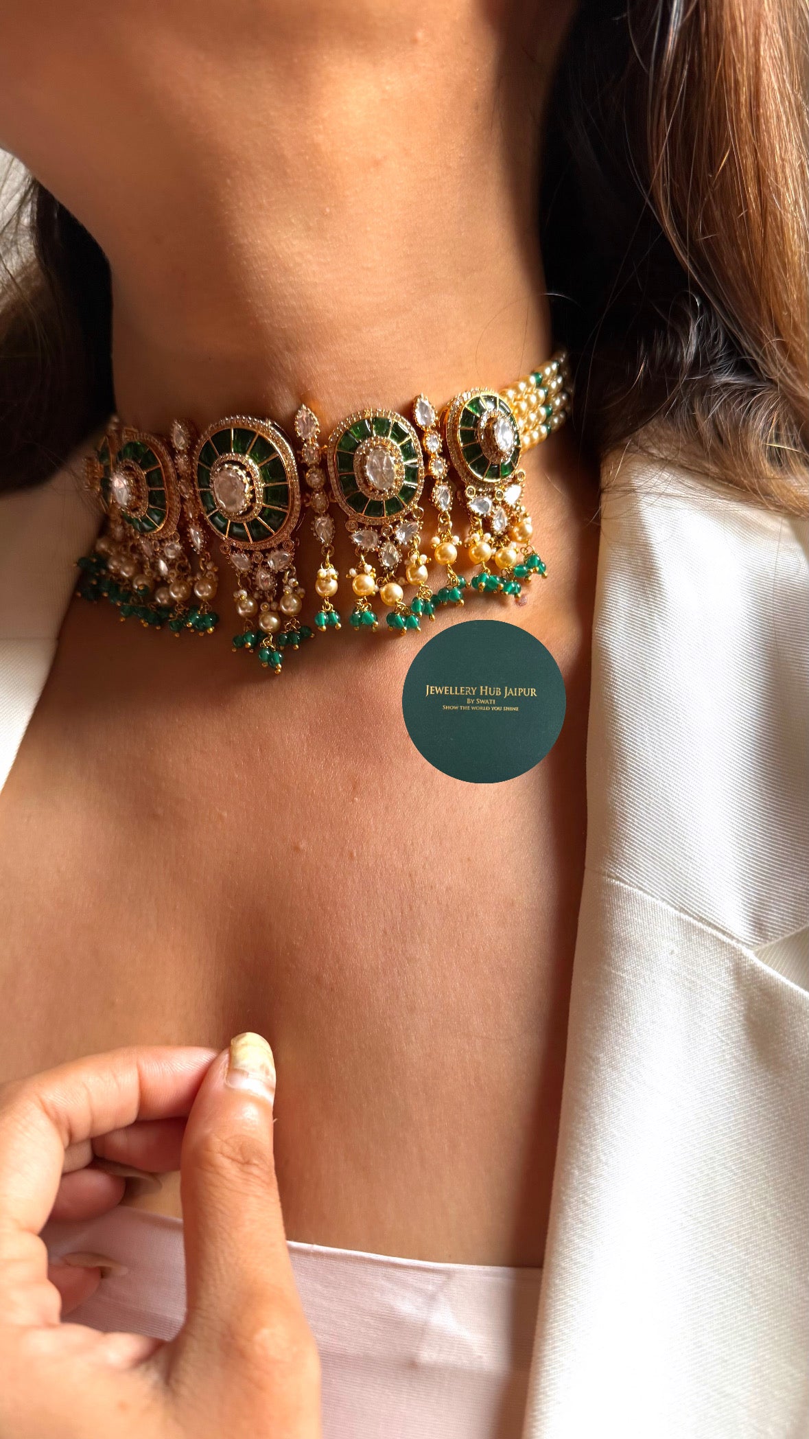 Emerald Katdana moissanite choker set