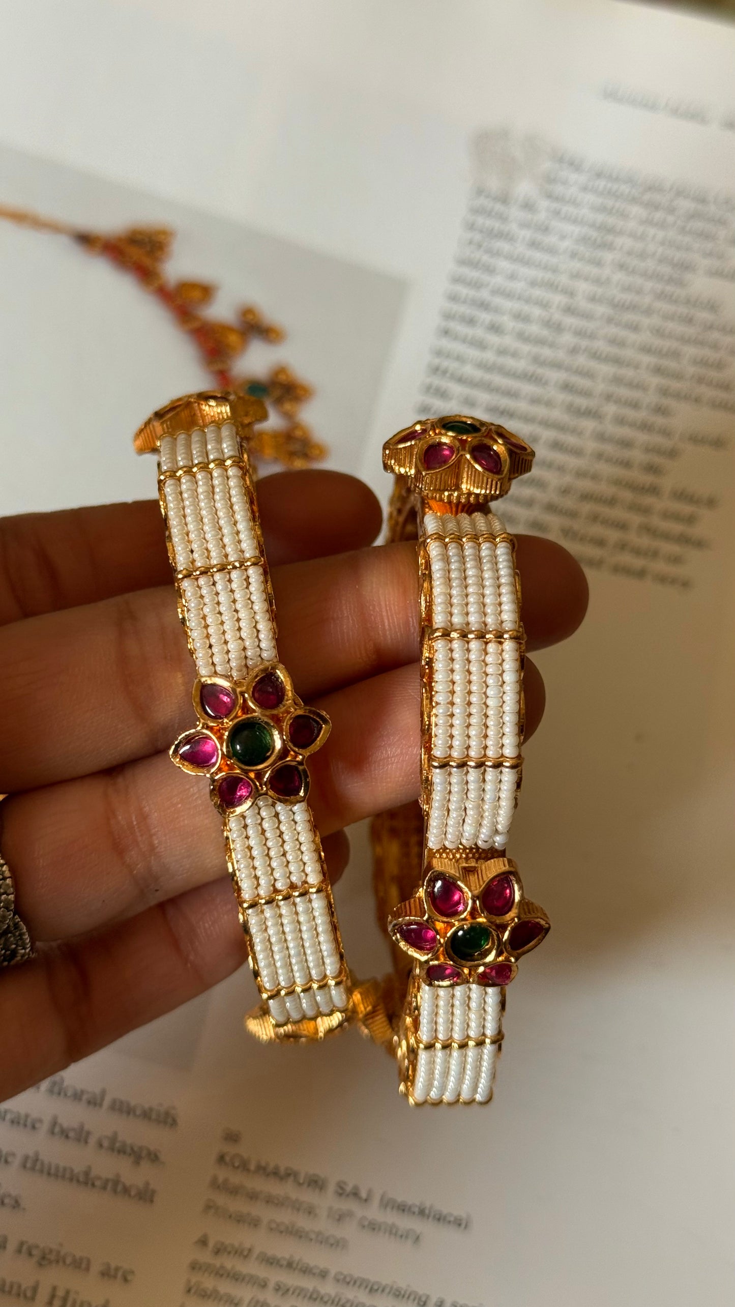 Heritage pearl designer rajwada openable bangles