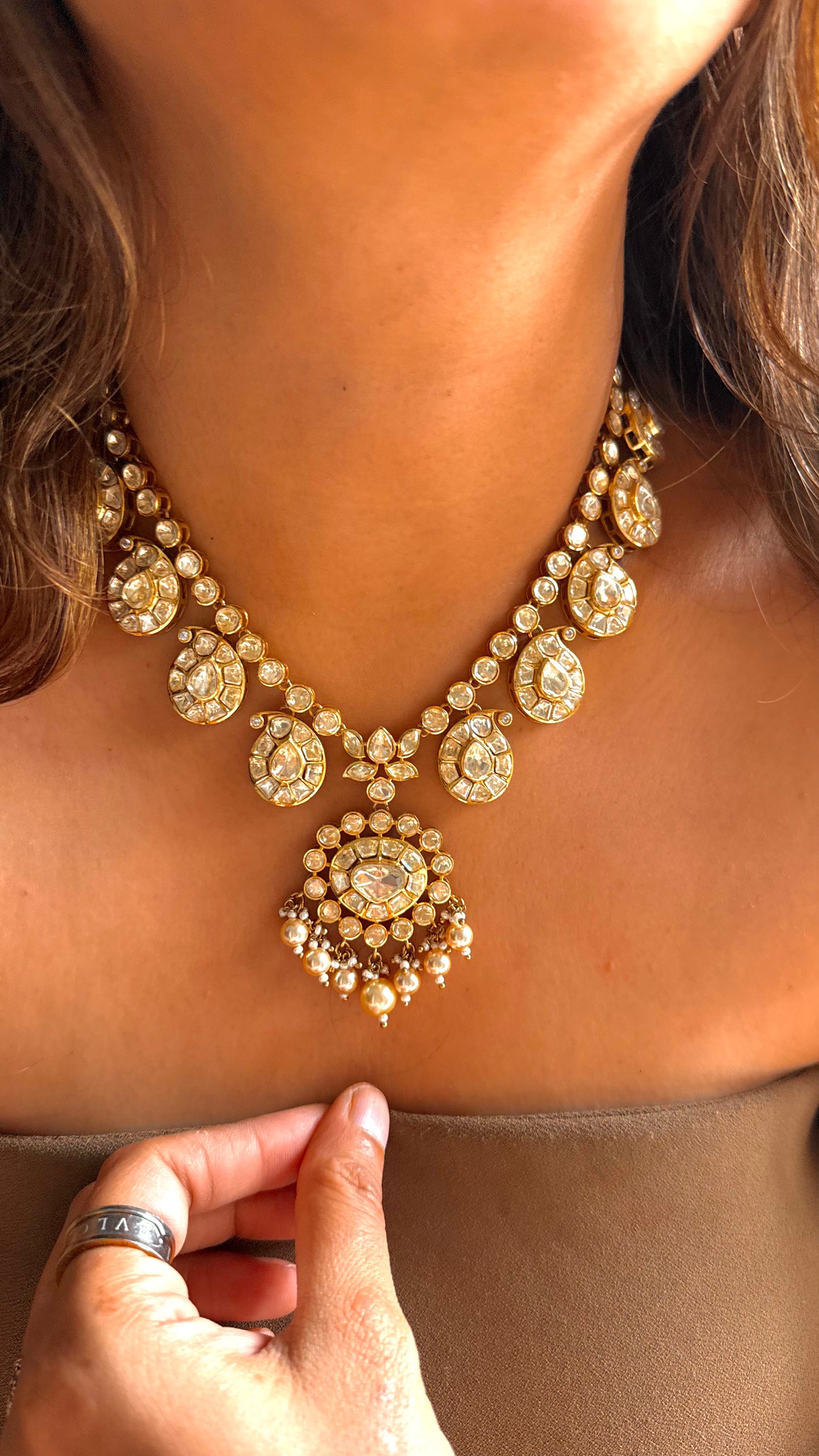 Peeli polki madhubani designer necklace