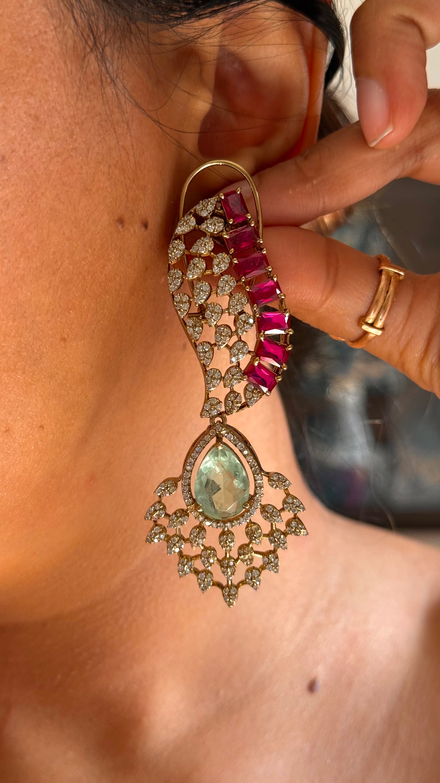 Rani pink mint doublet cocktail necklace